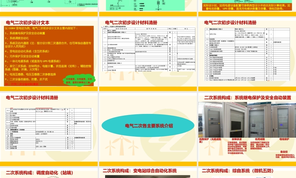 03.变电站电气二次初步设计的主要工作内容.ppt