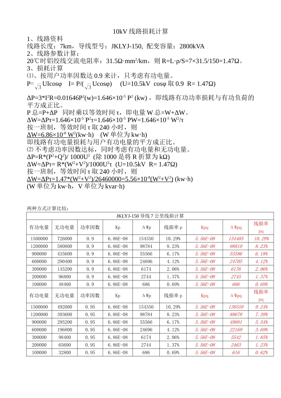 10kV线路损耗计算.doc_第1页