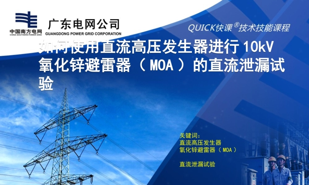 10kV氧化锌避雷器（MOA）的直流泄漏试验.ppt