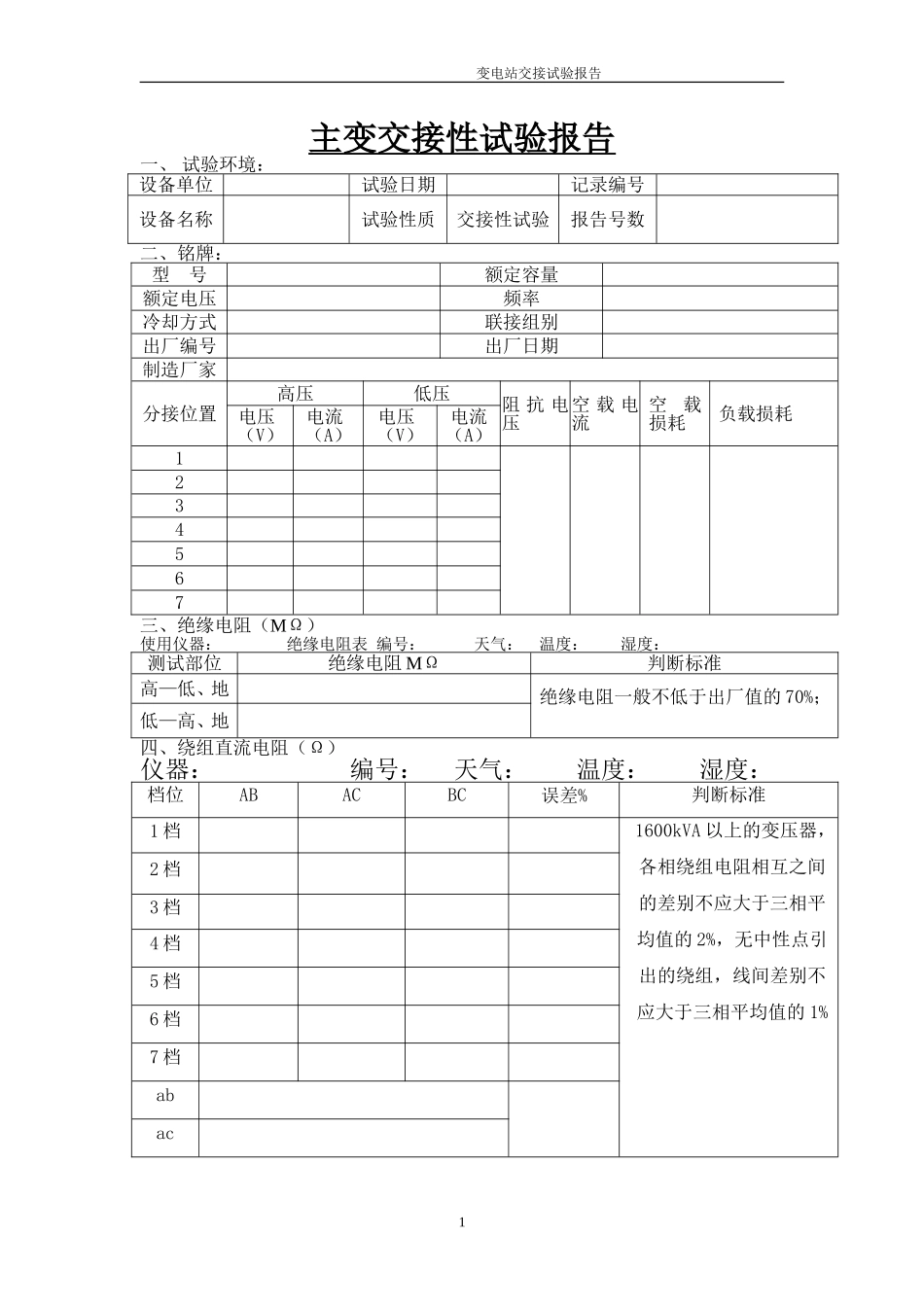 变电站一、二次设备定检交接及定检预试项报告.doc_第1页