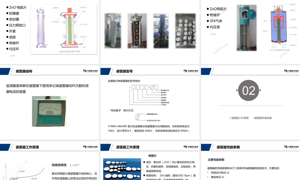 避雷器、电力电缆基本原理及运维方法.pptx