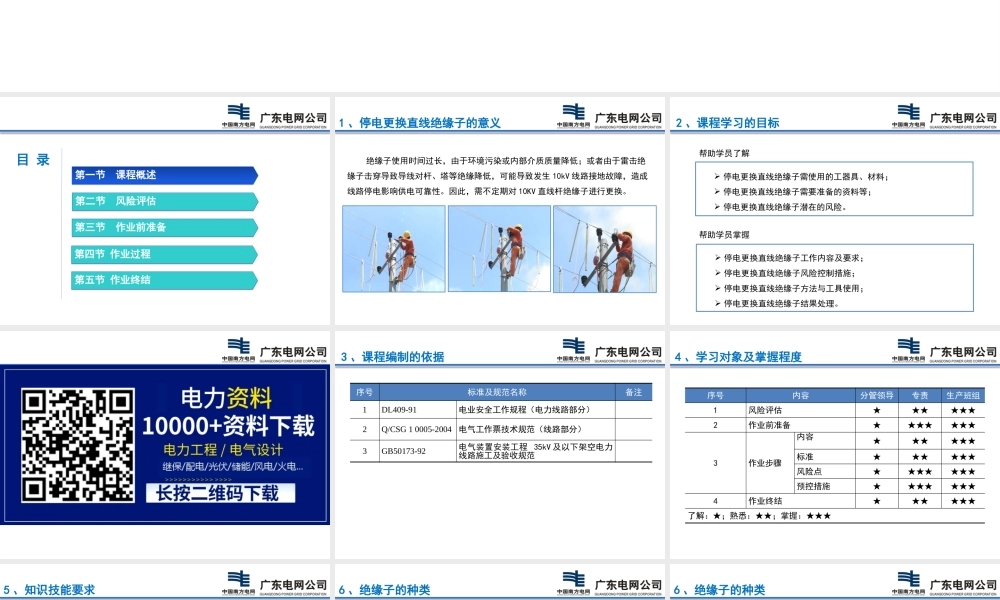 10kV架空线路停电更换直线绝缘子作业.pptx