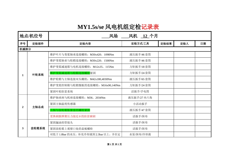定检维护表（1年）.doc_第1页