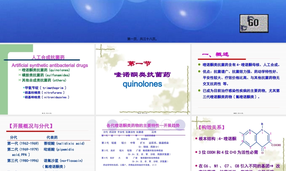 人工合成抗菌药-喹诺酮类--薛占霞.pptx