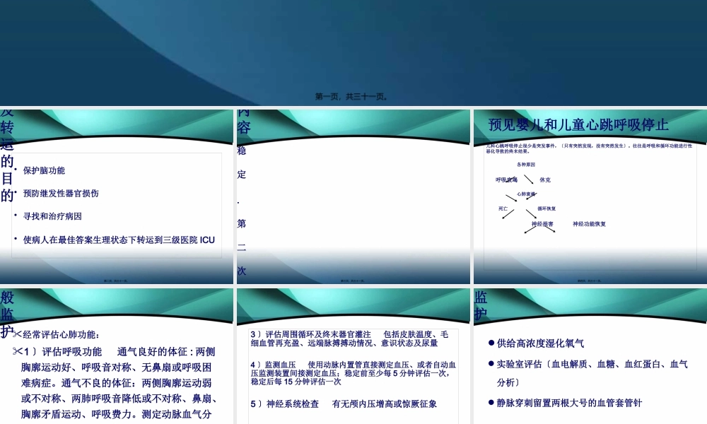 儿科危重症病人复苏后稳定与转运.pptx
