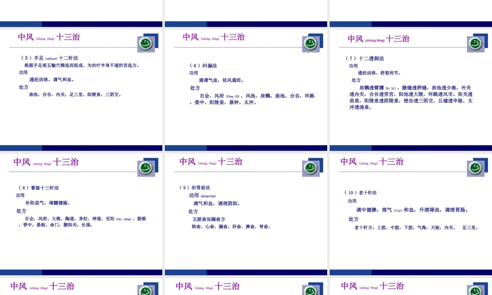 2022年医学专题—中风十三治(1).ppt