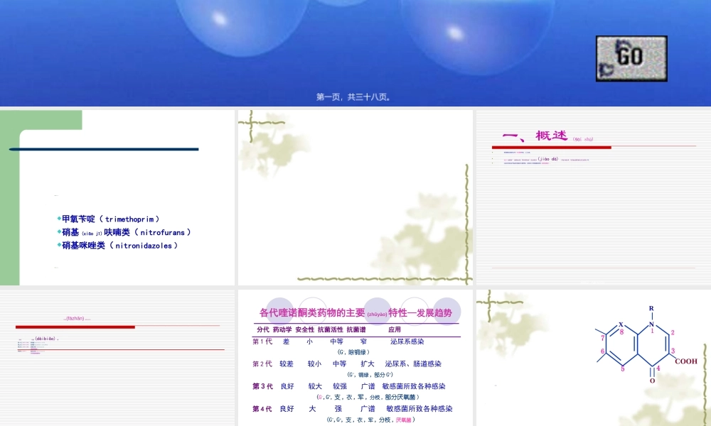 2022年医学专题—人工合成抗菌药-喹诺酮类--薛占霞(1).ppt