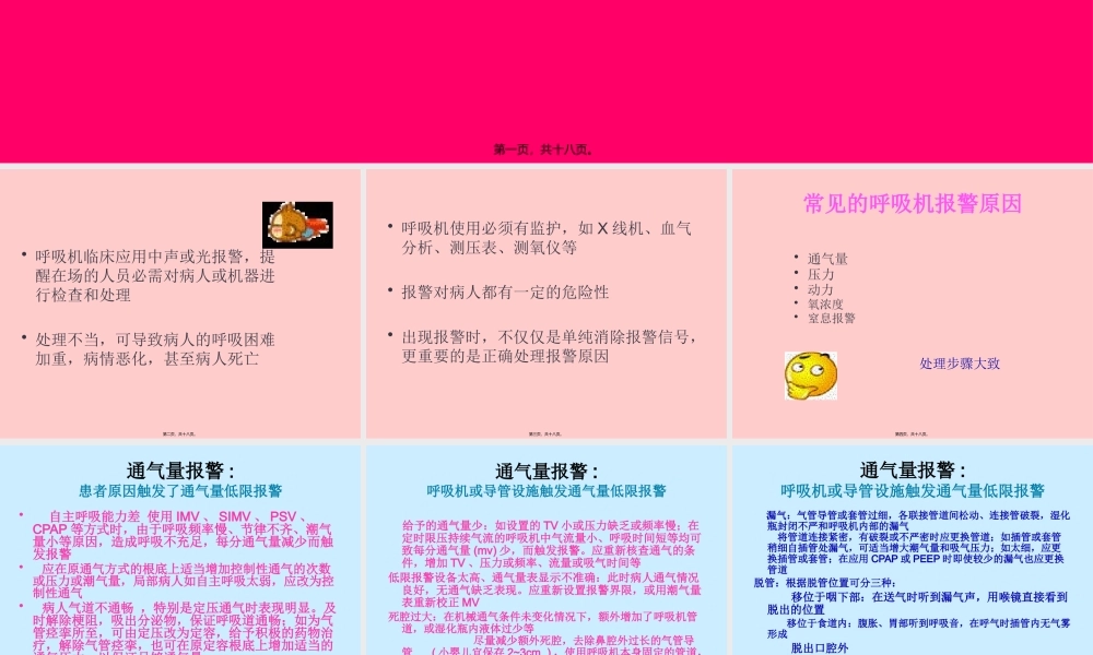 呼吸机报警的常见原因及其处理剖析.pptx