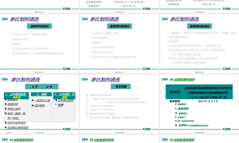 仿制药质量和疗效一致性评价参比制剂与BE备案-zheng.ppt