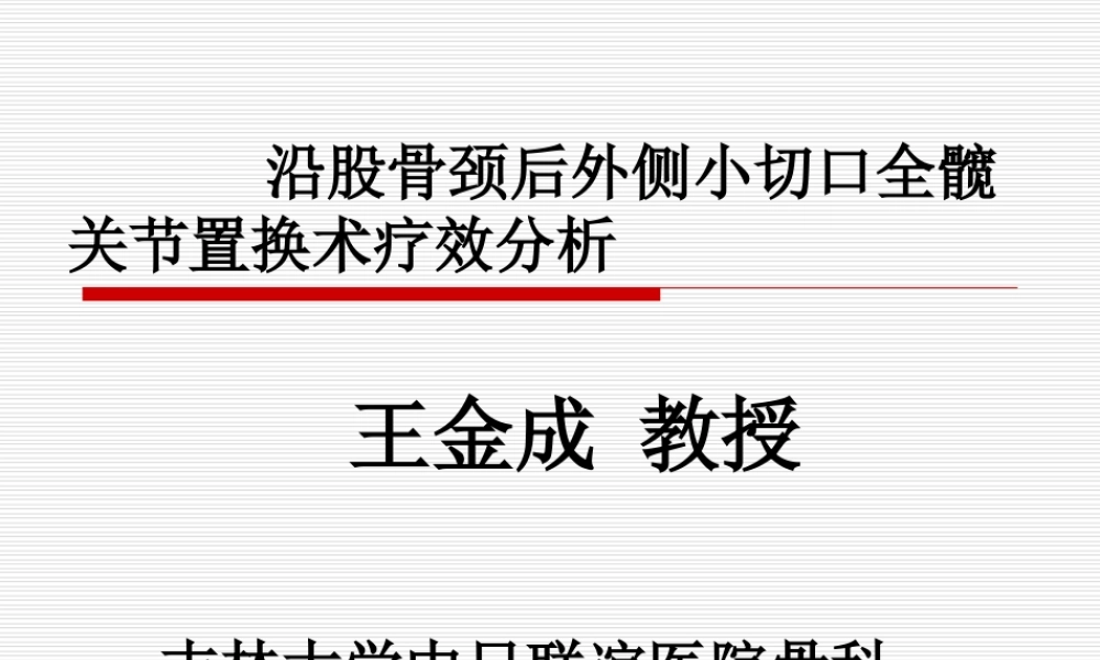 沿股骨颈后外侧小切口全髋关节置换术疗效分析.ppt