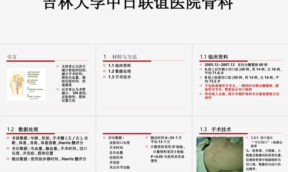 沿股骨颈后外侧小切口全髋关节置换术疗效分析.ppt