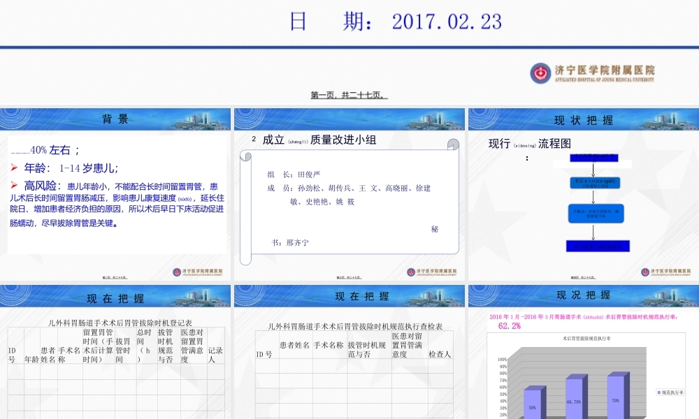 2022年医学专题—提高胃肠手术术后胃管拔除时机规范执行率.ppt