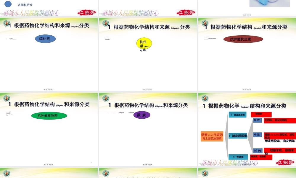 2022年医学专题—化疗药的分类特点及不良反应的防治.ppt