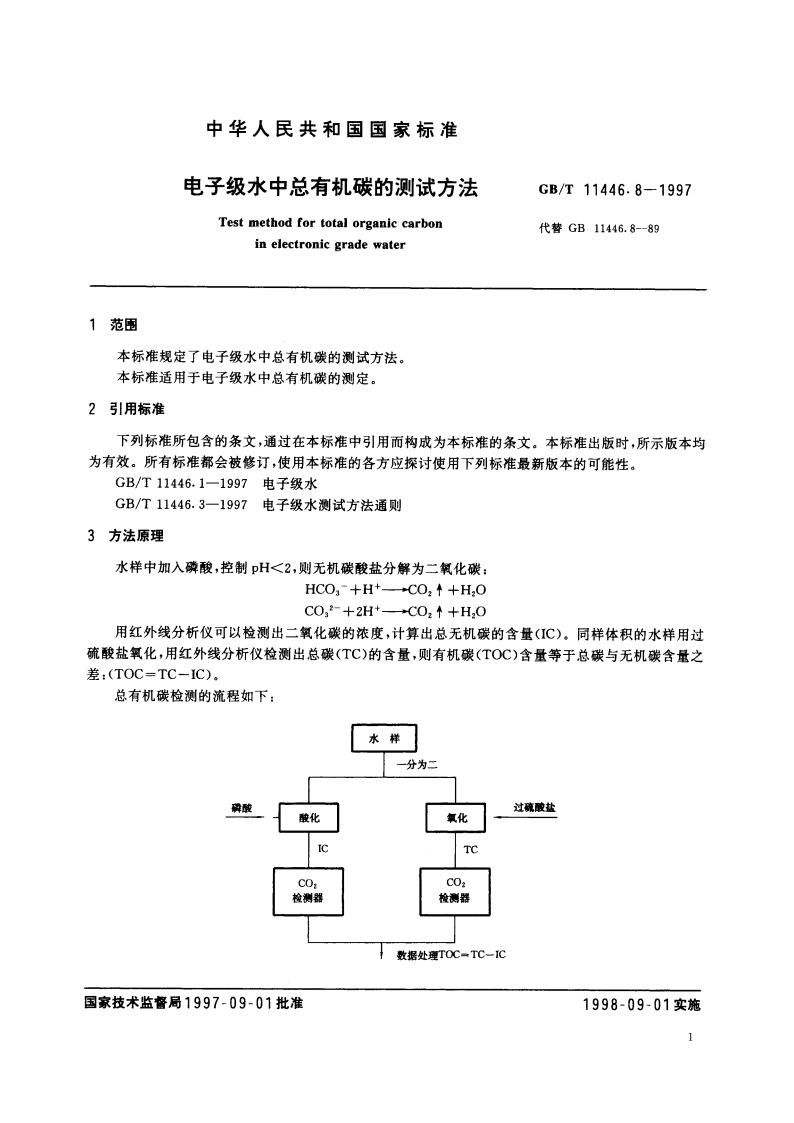 电子级水中总有机碳的测试方法 GBT 11446.8-1997.pdf_第3页