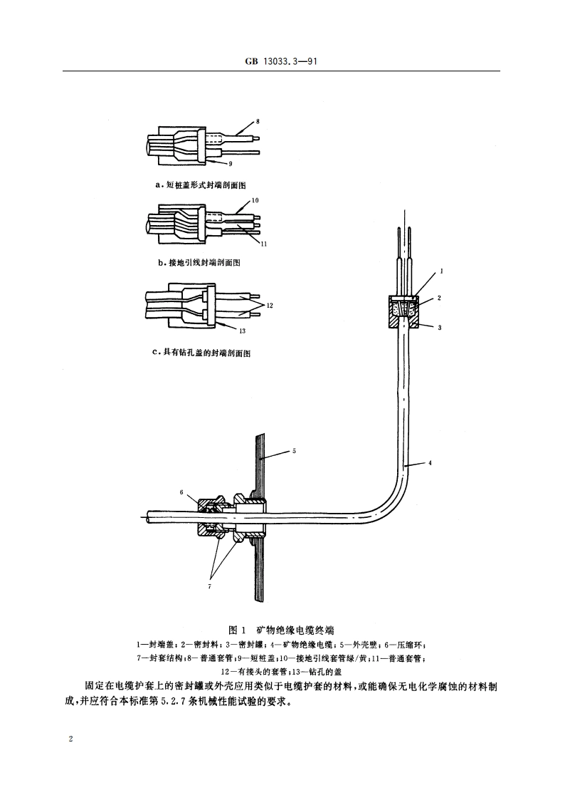 额定电压750V及以下矿物绝缘电缆及终端 第3部分：铜芯铜护套矿物绝缘电缆终端 GBT 13033.3-1991.pdf_第3页