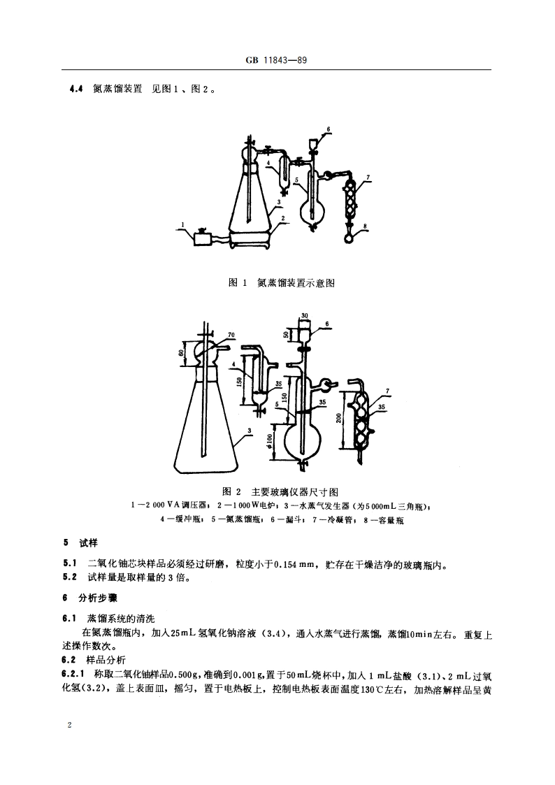 二氧化铀粉末和芯块中氮的测定 分光光度法 GBT 11843-1989.pdf_第3页
