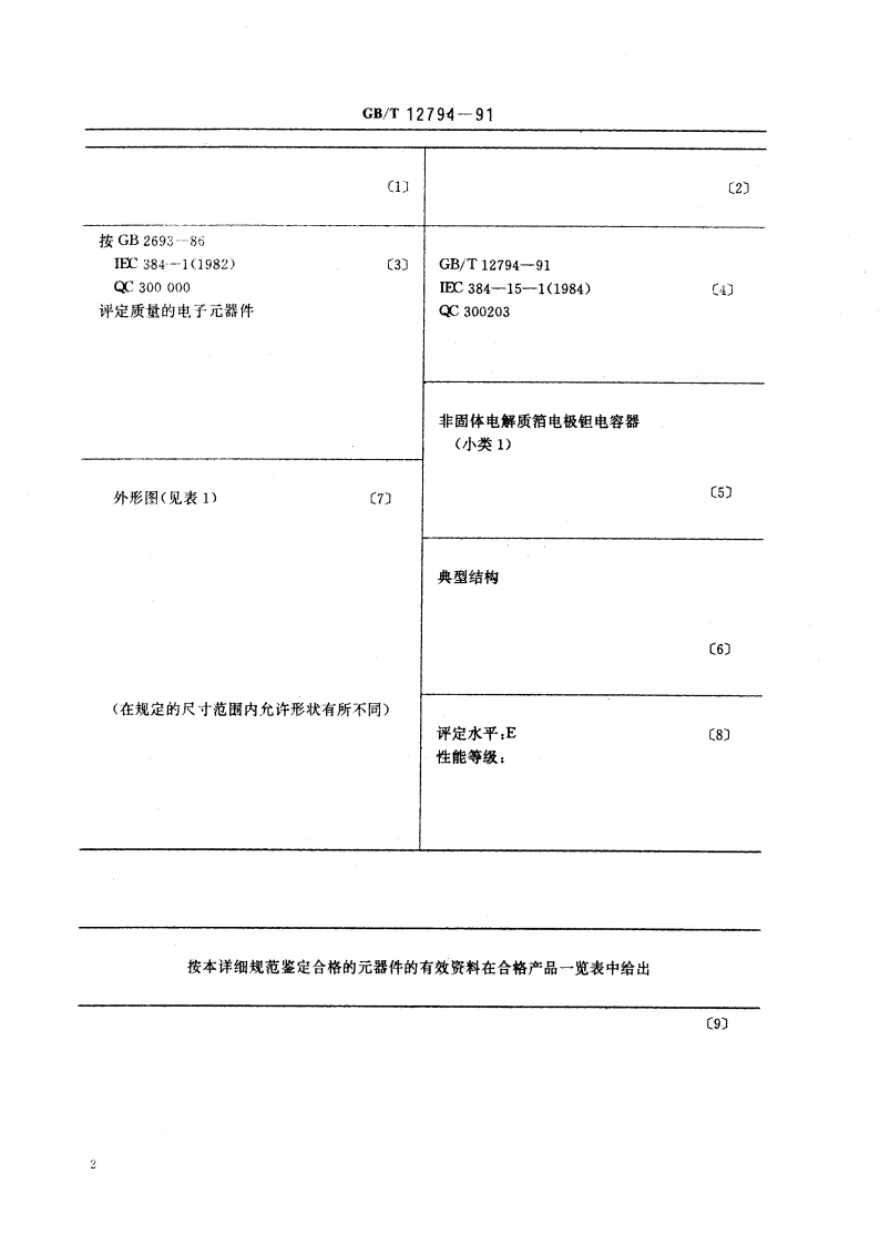 电子设备用固定电容器 第十五部分：空白详细规范 非固体电解质箔电极钽电容器 评定水平 E GBT 12794-1991.pdf_第3页