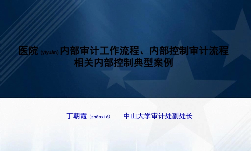 2022年医学专题—丁朝霞-医院内部审计工作流程、内部控制审计流程相关内部控制典型案例(1).ppt
