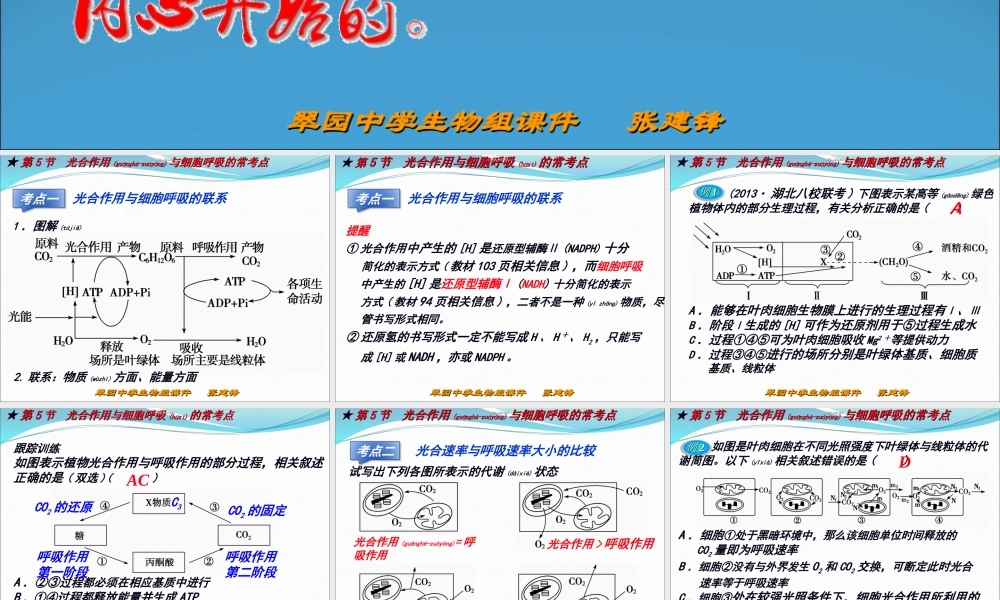 2022年医学专题—第五章--第5节-光合作用与细胞呼吸的常考点(1).ppt