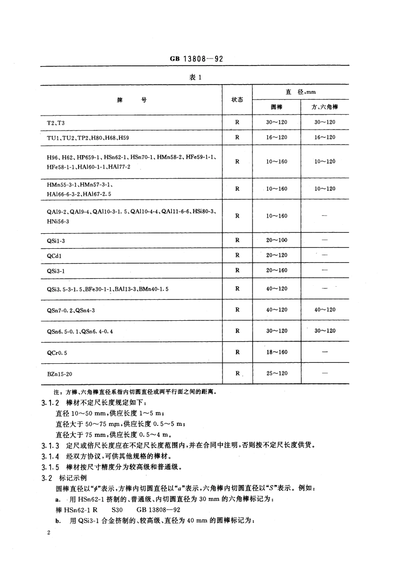 铜及铜合金挤制棒 GBT 13808-1992.pdf_第3页