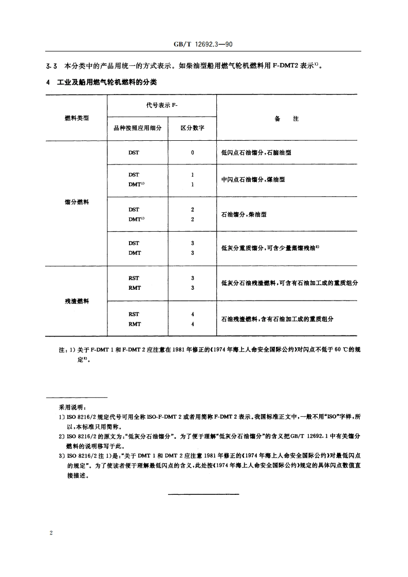 石油产品 燃料(F类)分类 第3部分 工业及船用燃气轮机燃料品种 GBT 12692.3-1990.pdf_第3页