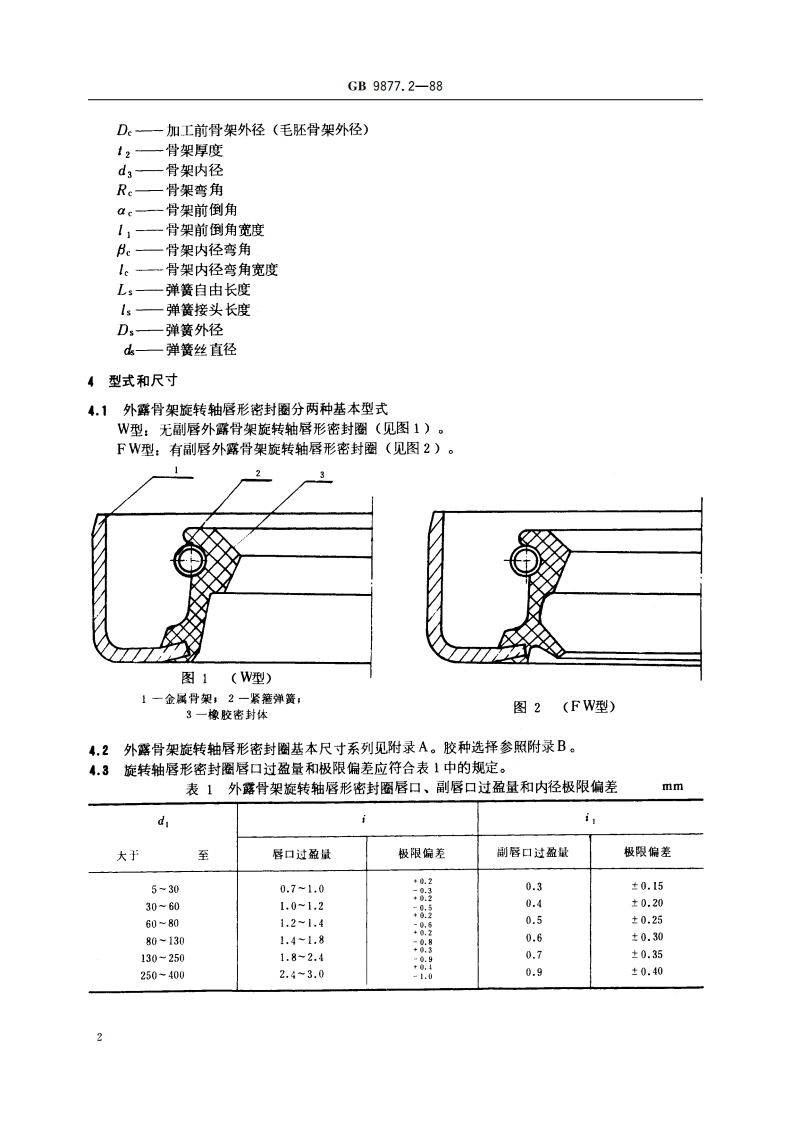 旋转轴唇形密封圈结构尺寸系列 第二部分：外露骨架旋转轴唇形密封圈 GBT 9877.2-1988.pdf_第3页