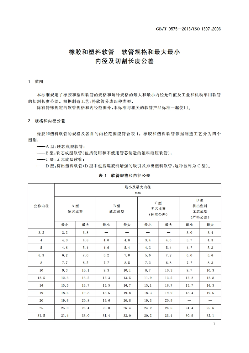 橡胶和塑料软管 软管规格和最大最小内径及切割长度公差 GBT 9575-2013.pdf_第3页