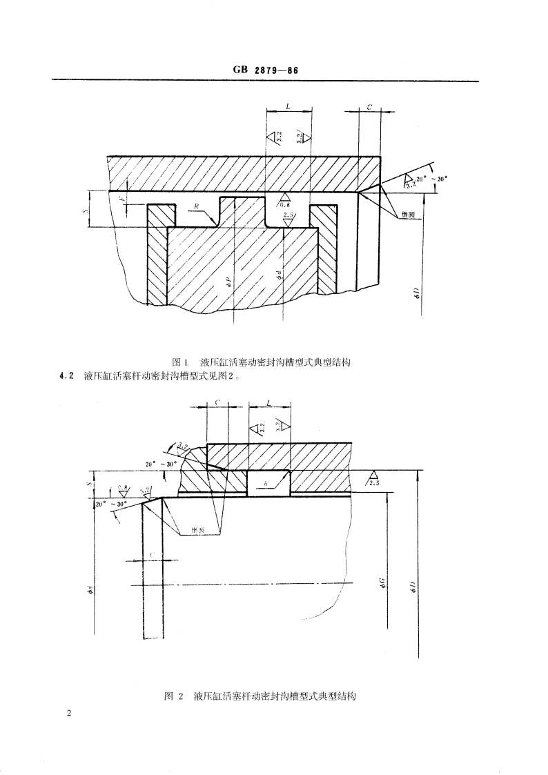 液压缸活塞和活塞杆 动密封沟槽型式、尺寸和公差 GBT 2879-1986.pdf_第3页