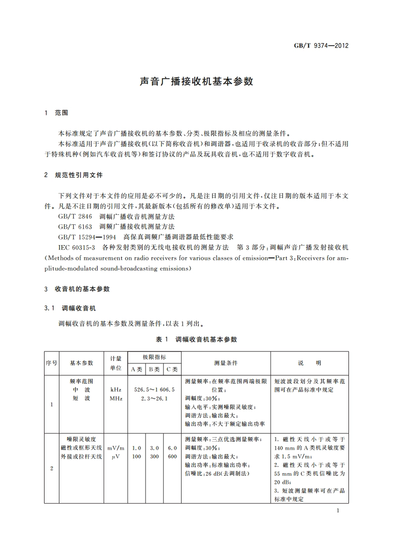声音广播接收机基本参数 GBT 9374-2012.pdf_第3页