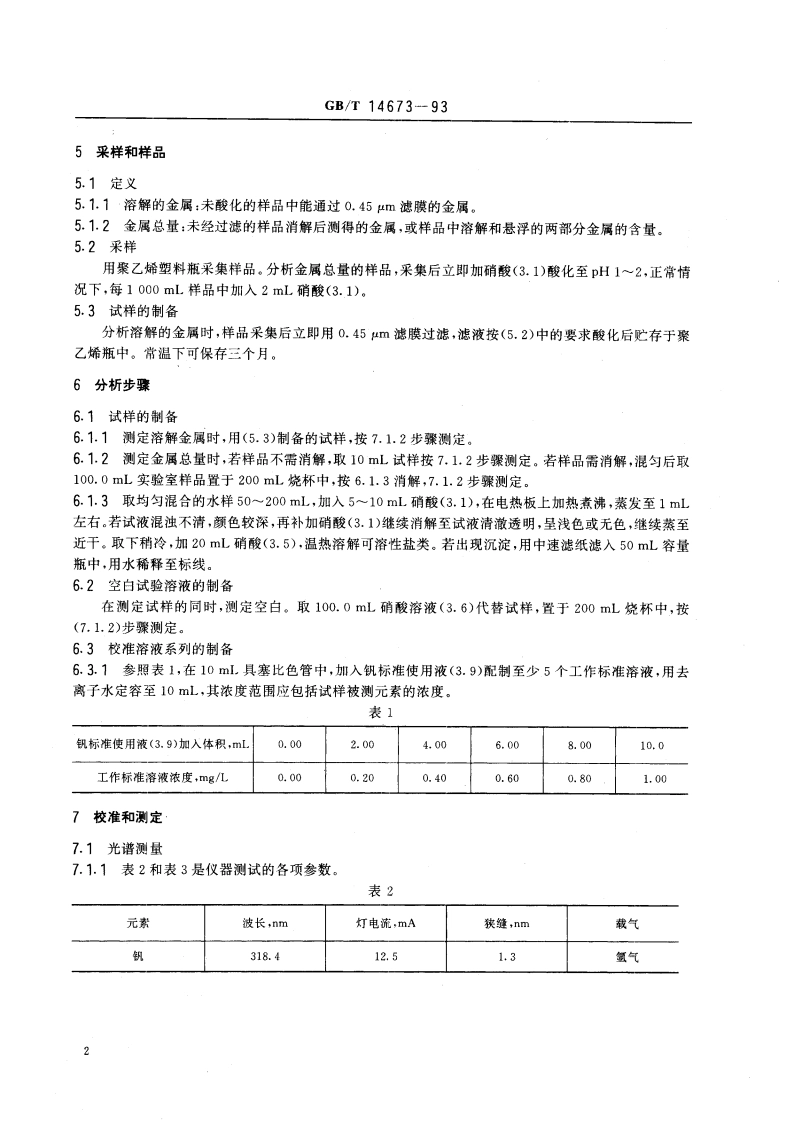 水质 钒的测定 石墨炉原子吸收分光光度法 GBT 14673-1993.pdf_第3页
