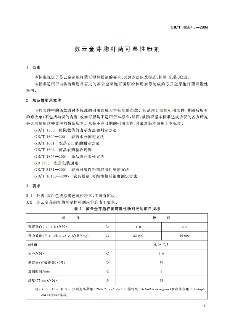 苏云金芽胞杆菌可湿性粉剂 GBT 19567.3-2004.pdf_第3页