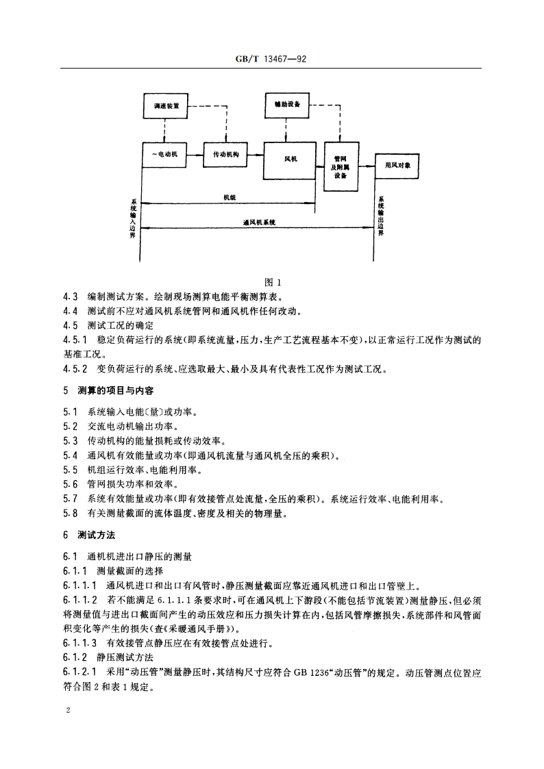 通风机系统电能平衡测试与计算方法 GBT 13467-1992.pdf_第3页