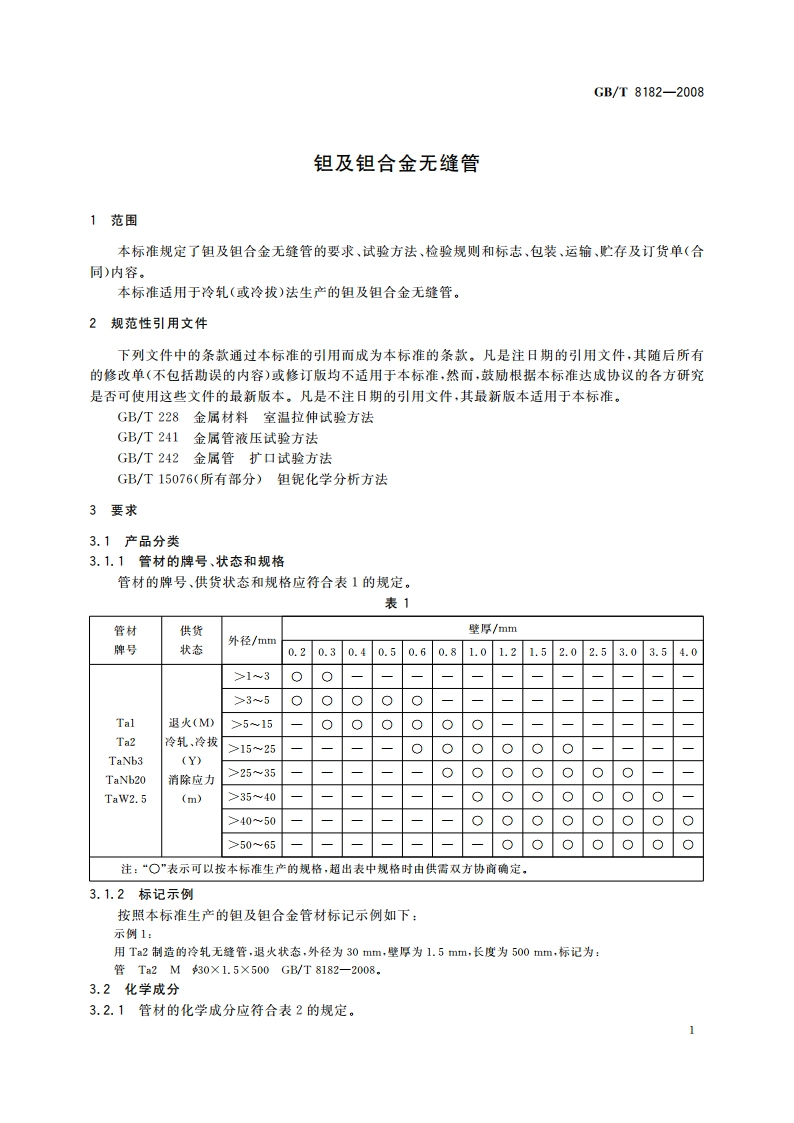 钽及钽合金无缝管 GBT 8182-2008.pdf_第3页