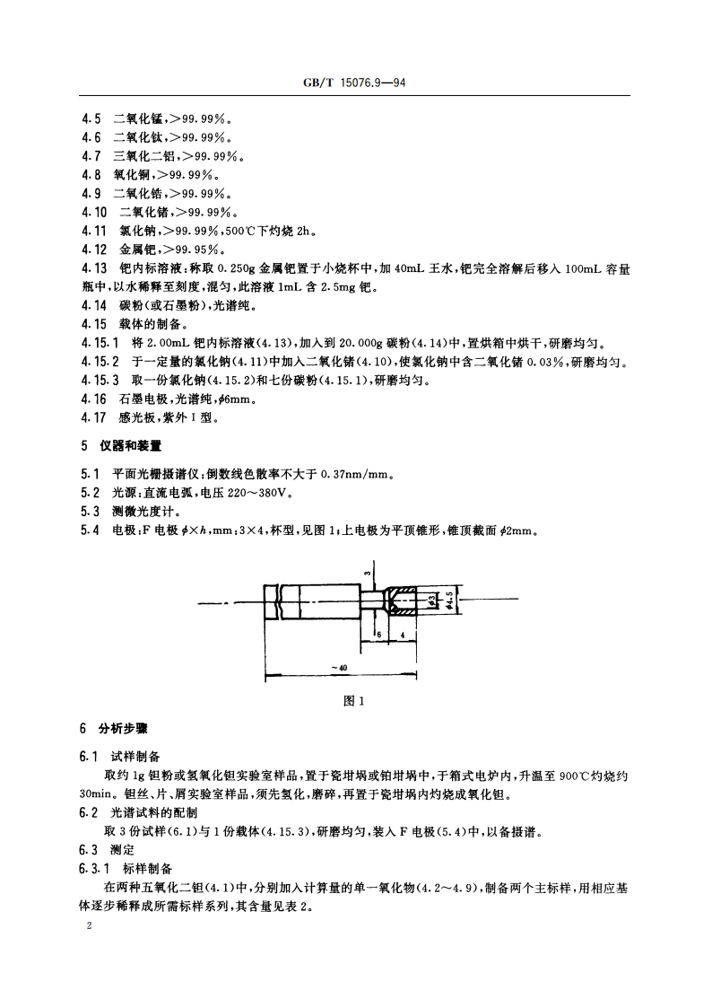 钽铌化学分析方法 钽中铁、铬、镍、锰、钛、铝、铜和锆量的测定 GBT 15076.9-1994.pdf_第3页