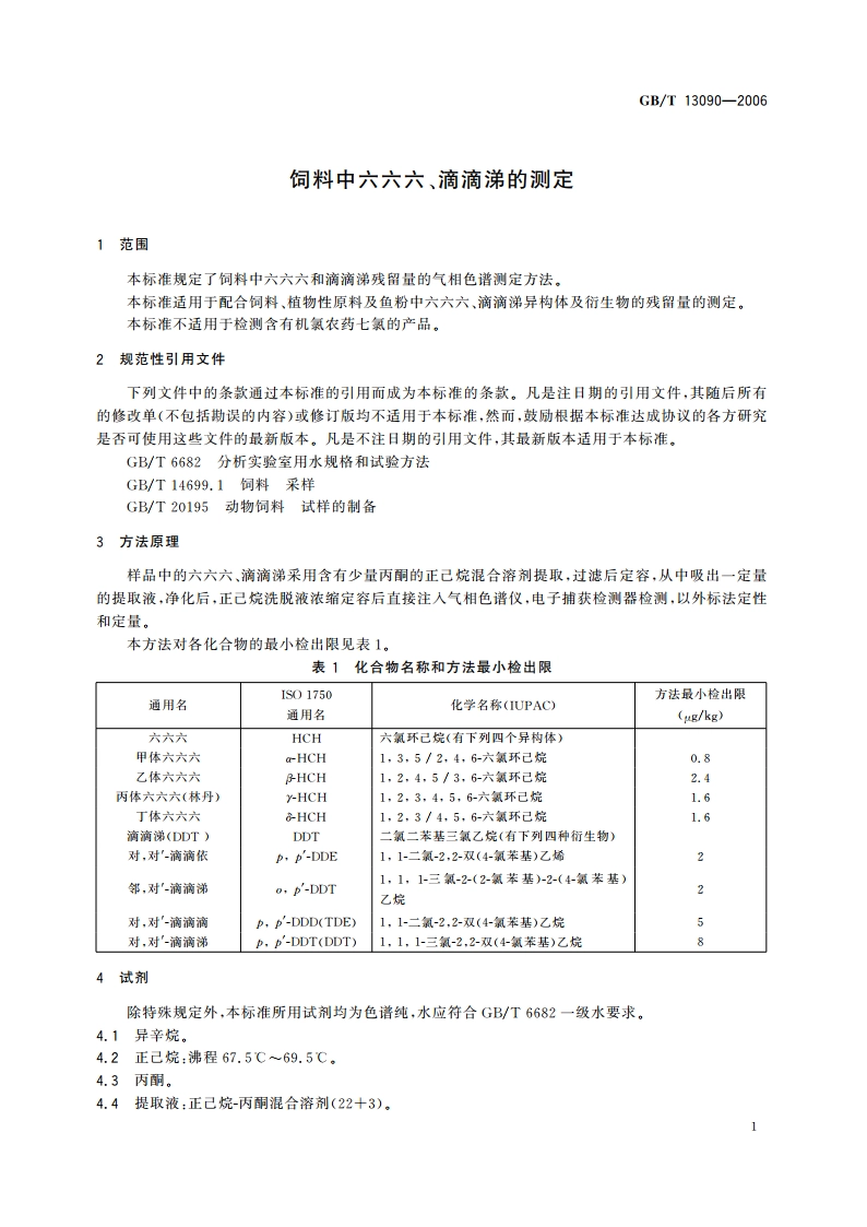 饲料中六六六、滴滴涕的测定 GBT 13090-2006.pdf_第3页