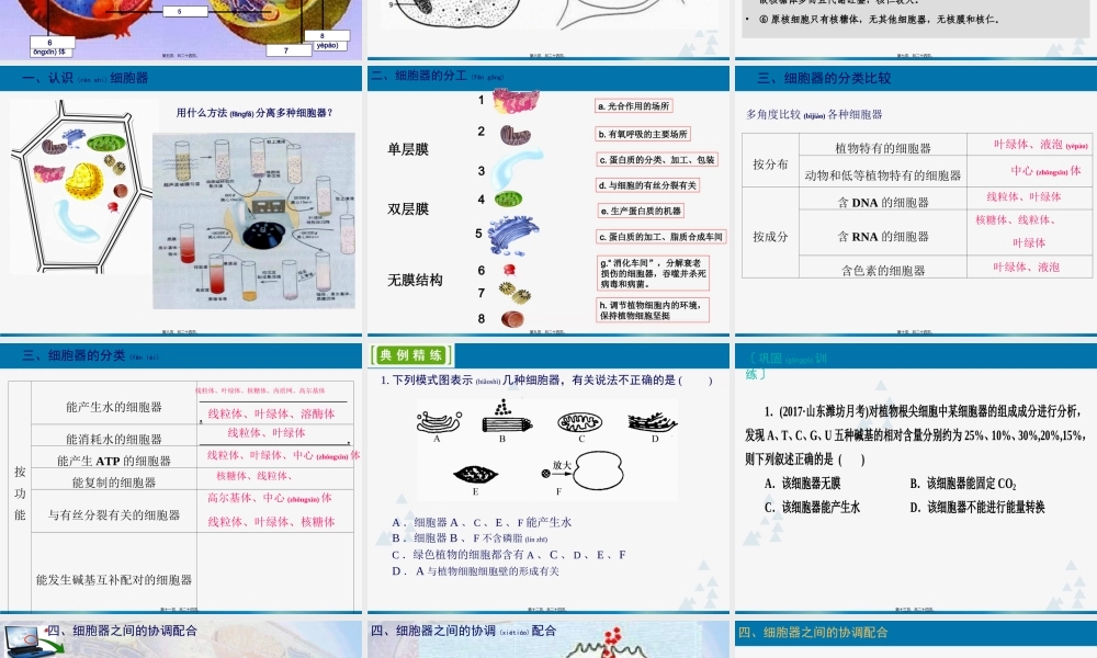 2022年医学专题—一轮复习《细胞器——系统内的分工合作(1).ppt