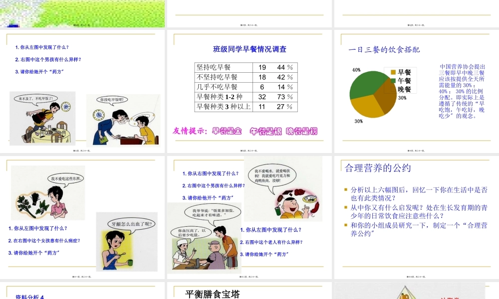 人教版七年级下册第二章第三节关注合理营养与食品安全(共20张PPT)(1).pptx