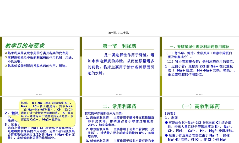 利尿药的药理和使用(1).pptx