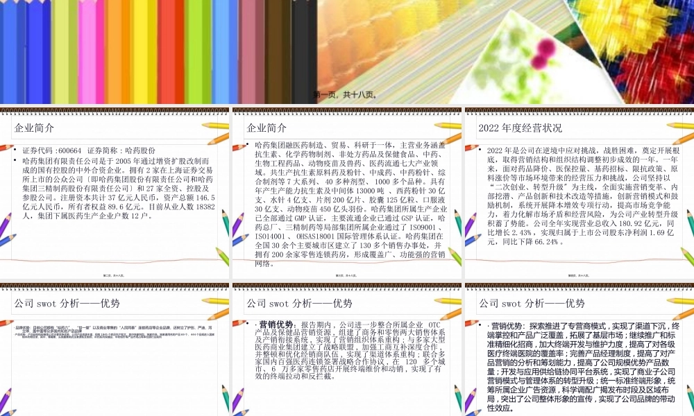 哈药集团股份有限公司swot分析分解(1).pptx