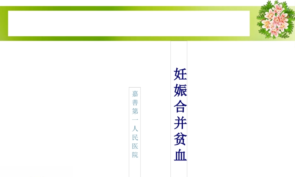妊娠合并贫血-嘉善第一人民医院(1).pptx