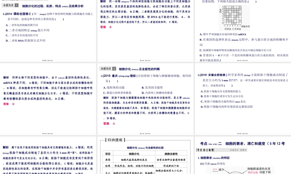2022年医学专题—一轮复习细胞的分化、衰老、凋亡和癌变(1).ppt