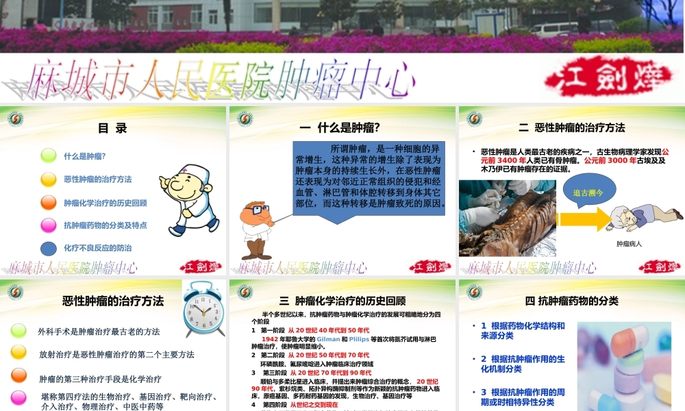 化疗药的分类特点及不良反应的防治(1).ppt