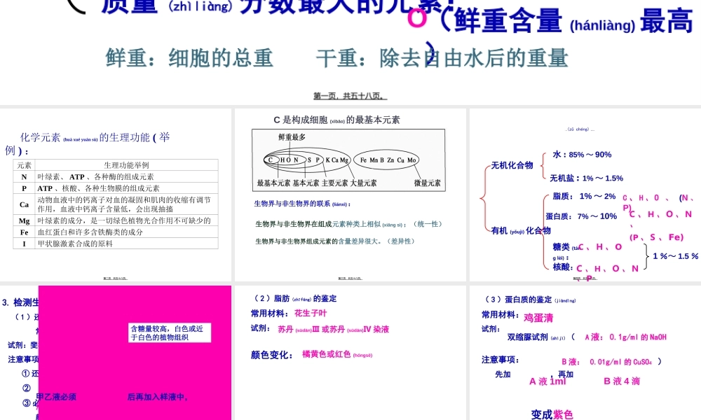 2022年医学专题—细胞中的元素和化合物-一轮复习(1).ppt