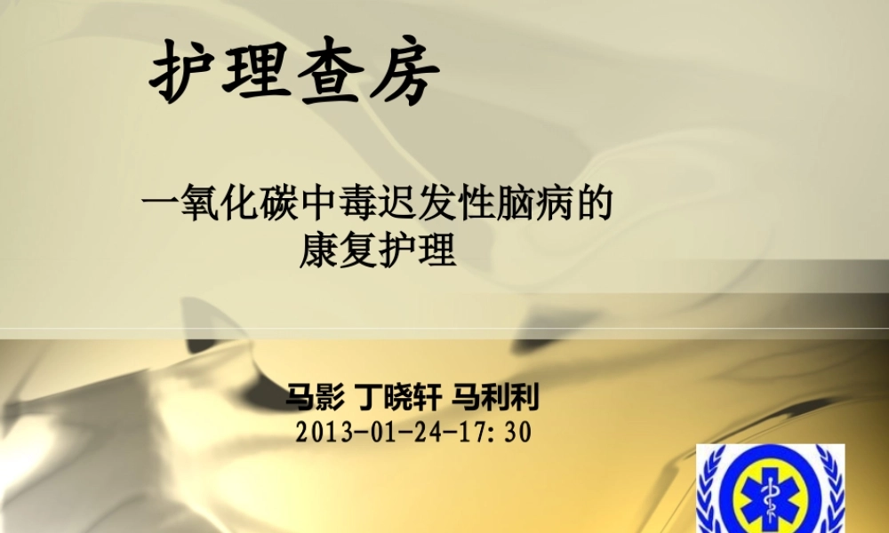 丁晓毛一氧化碳中毒11年2月(1).ppt