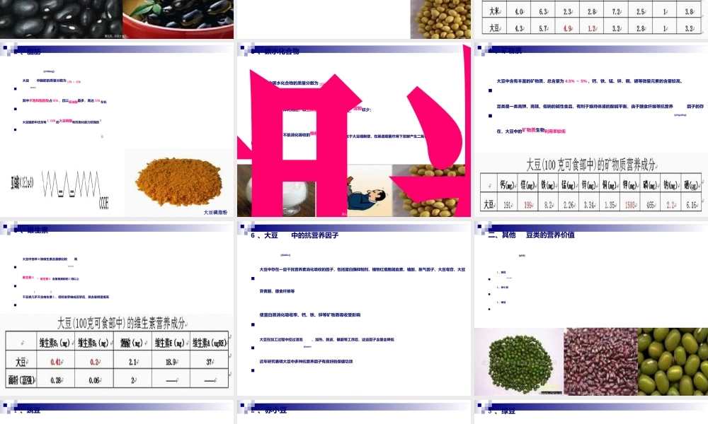 2022年医学专题—《烹饪营养与卫生》第十二讲-豆类及制品与蔬果的营养价值.ppt