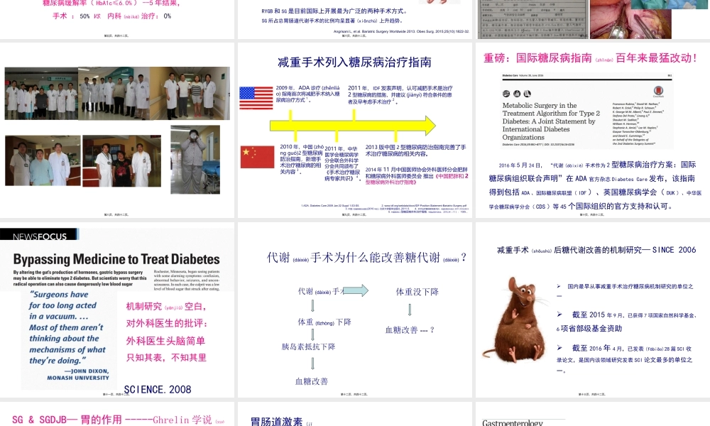 2022年医学专题—小肠在减重手术改善糖代谢中的作用和机制--2016.06.30-修改.ppt