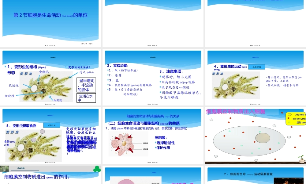 2022年医学专题—第2节细胞是生命活动的结构和功能基本单位.讲述.ppt