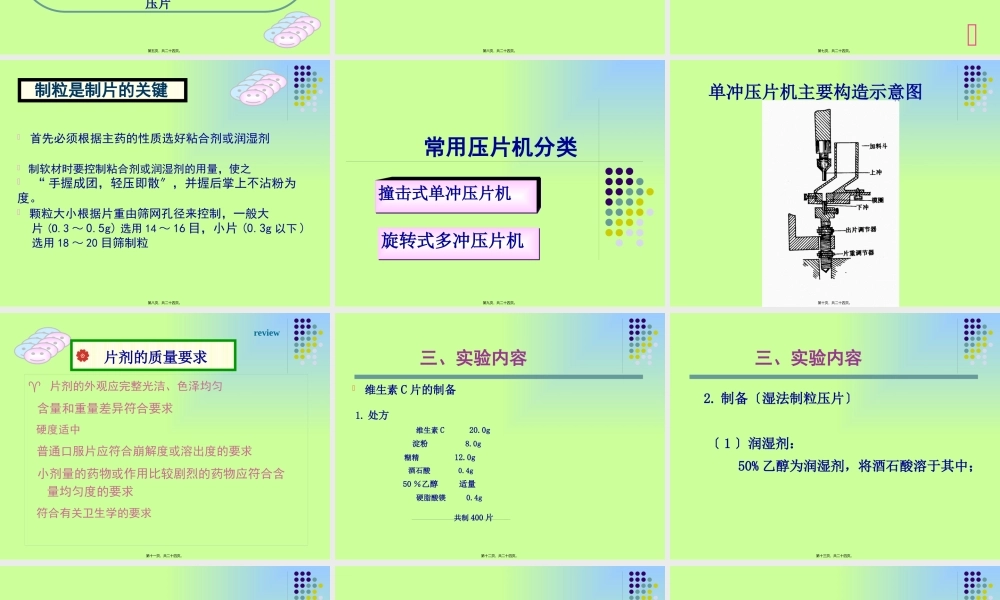 压片湿法制粒压片干法制粒压片湿法制粒压片的工艺流程主药辅料.pptx