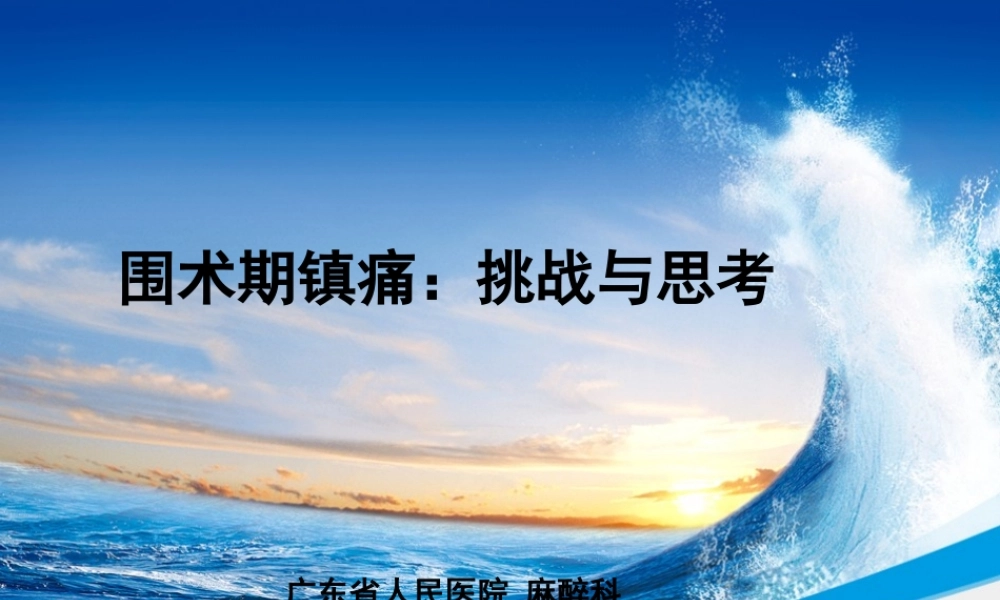 围术期镇痛：挑战与思考-赵国栋.pptx