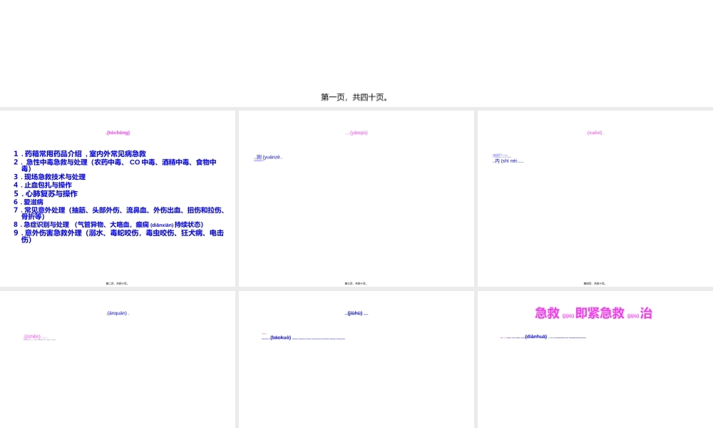 2022年医学专题—急救原则和药箱介绍(图)(1).ppt